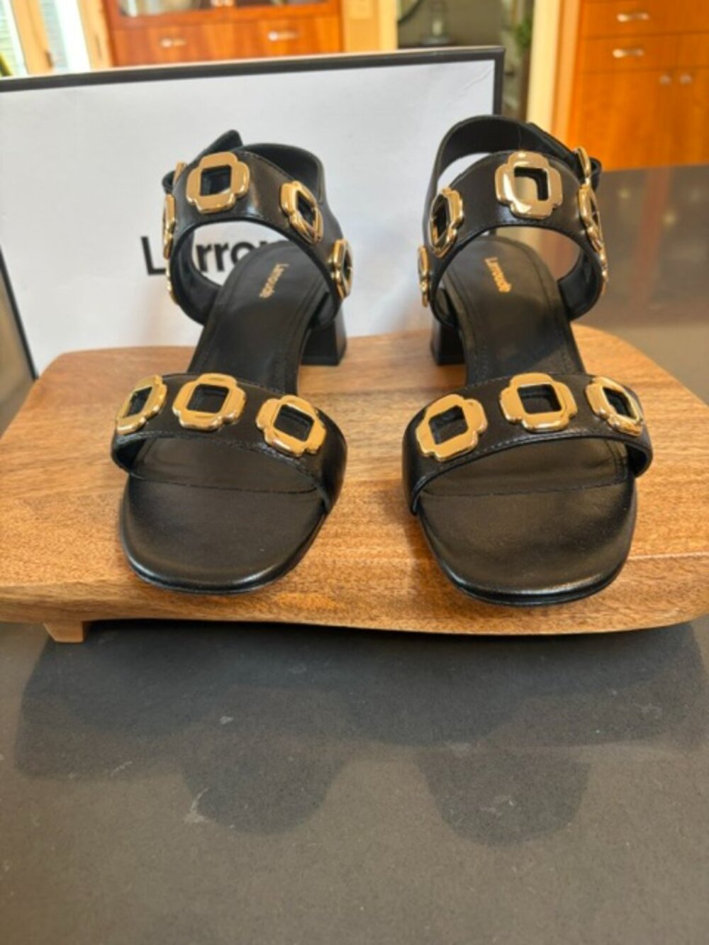 NWT/NIB Larroude Milan Sandal in Black Leather Size 8.5 - Picture 9 of 13